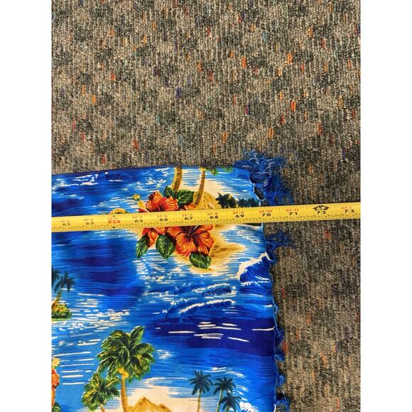 Vintage Tropical Scarf Sarong Beach Vacation Tiki Fringed Tiki Luau Maximalist - Picture 5 of 5